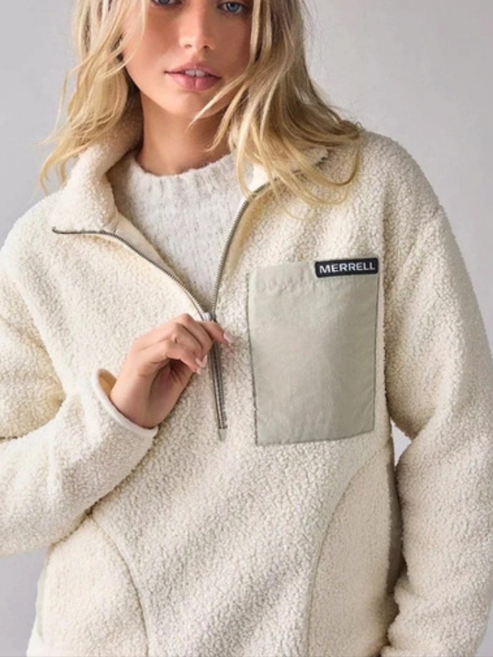 NWT Merrell Urban Outfitters Senna Piled Fleece 1/4 Zip Jacket Womens XL Ivory